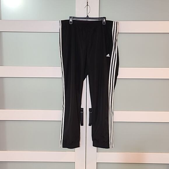 Adidas Men's Climalite Mesh Lined Black Track Pants Zip Ankle Size XL - Picture 1 of 5
